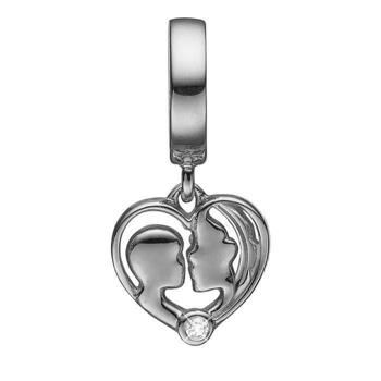 Christina Collect 925 Sterling Silver Mother & Child Open Heart with Mother & Child, with White Topaz, model 610-S67